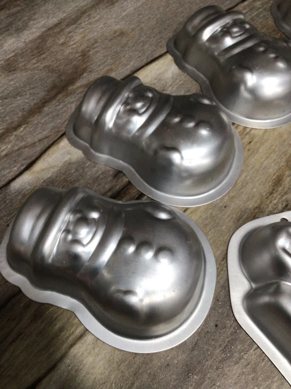 6pc Vintage Wilton Aluminum Christmas Jello Molds Angel Snowman Mini Cake Molds